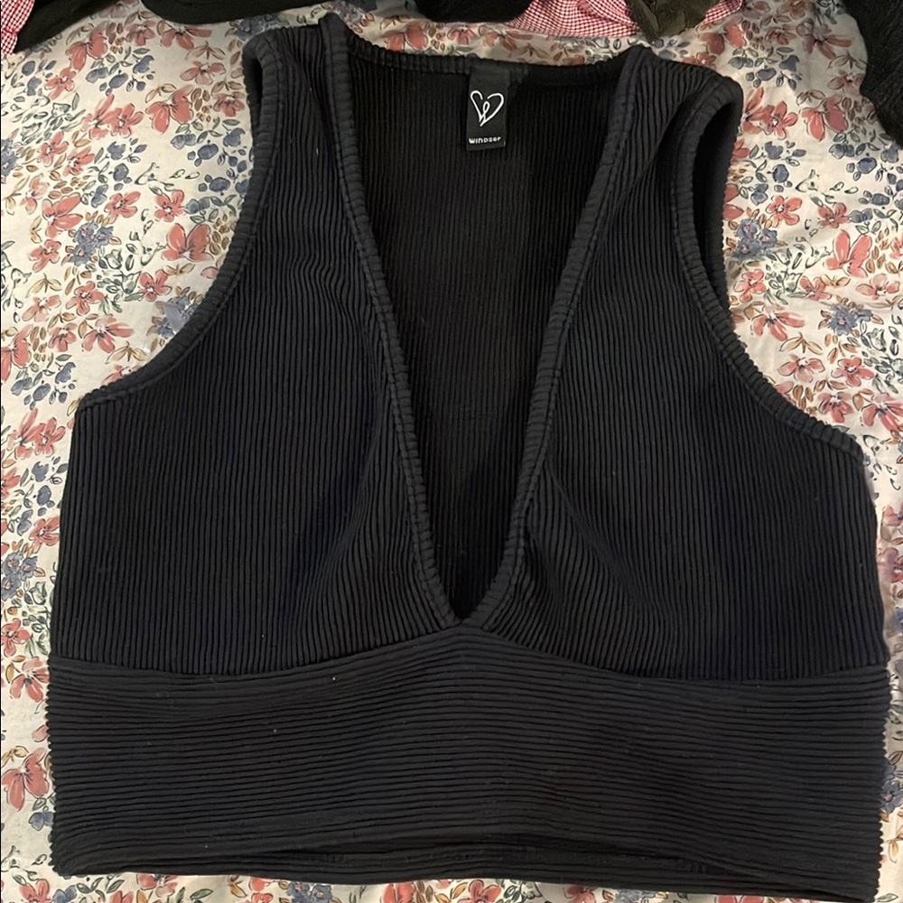 Windsor Black Ribbed Knit Top